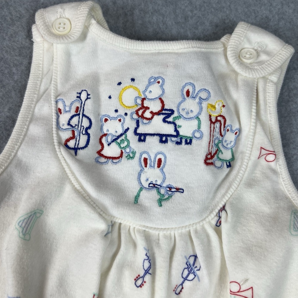 Vintage Lacoste Chemise 6M Baby White Embroidered One Piece Romper Band Music